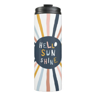 Hallo Sunshine: farbenfrohe kindische Typografie Thermosbecher