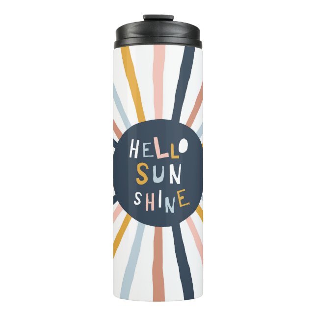 Hallo Sunshine: farbenfrohe kindische Typografie Thermosbecher (Vorderseite)