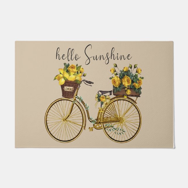 Hallo Sunshine Gelbe Blume Fahrrad Doormat Fußmatte (Vorderseite)