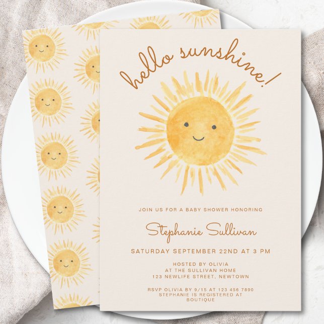Hallo Sunshine Gender-Neutral Boho Baby Dusche Einladung (Von Creator hochgeladen)