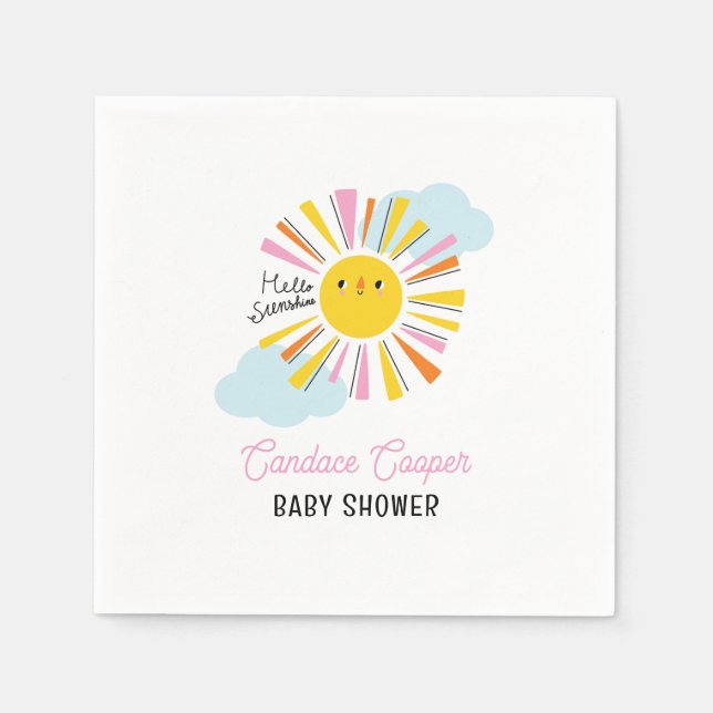 Hallo Sunshine Girl Baby Dusche Napkins Serviette (Vorderseite)