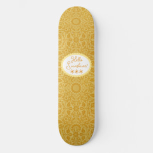 Hallo Sunshine Golden Yellow Floral Skateboard