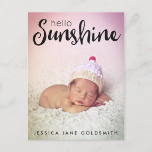 Hallo Sunshine Letting Foto Geburtserklärung Ankündigungspostkarte