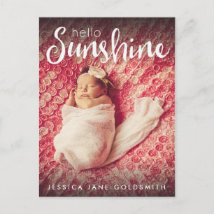 Hallo Sunshine Letting Foto Geburtserklärung Ankündigungspostkarte