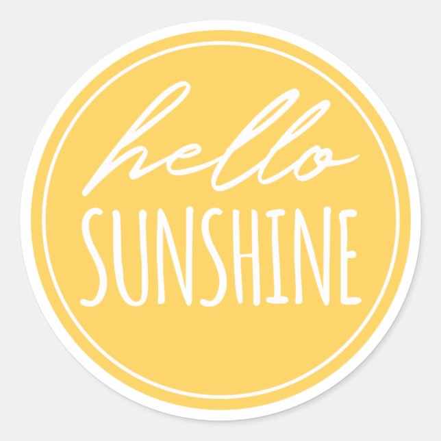 Hallo Sunshine Moderne Sonnige Gelbe Aufkleber (Vorderseite)