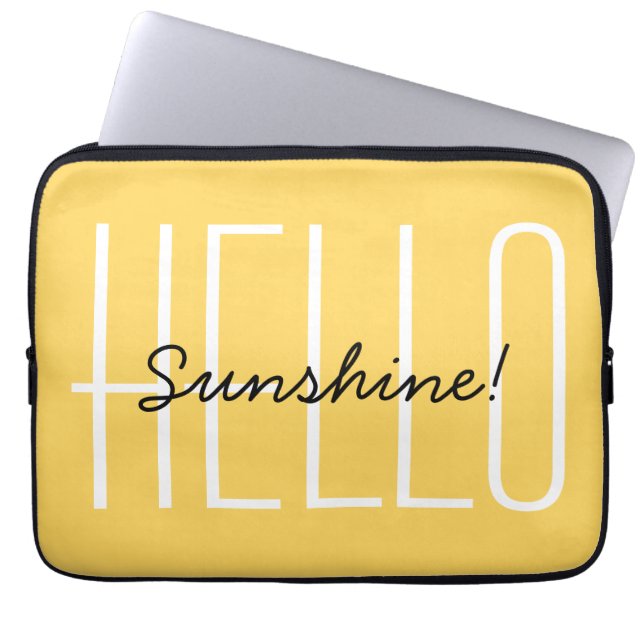 Hallo Sunshine Moderne Typografie Gelb Laptopschutzhülle (Vorderseite)