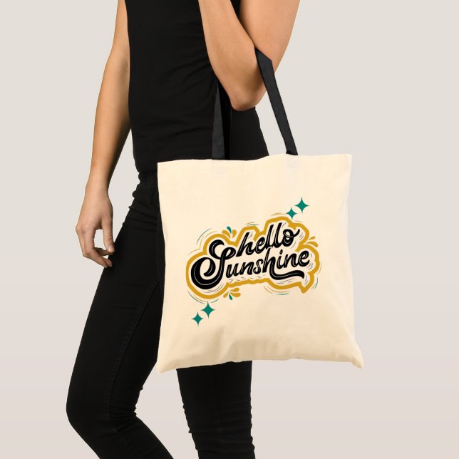 Hallo Sunshine! Niedlich-Gelber Zitat-Schmetterlin Tragetasche (Vorderseite (Produkt))