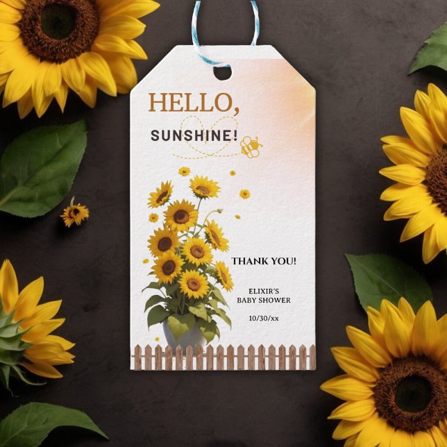 Hallo Sunshine Sonnenblume Garden Baby Dusche Geschenkanhänger (Von Creator hochgeladen)