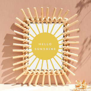 Hallo Sunshine   Sun Modern Scandi Mustard Yellow Poster