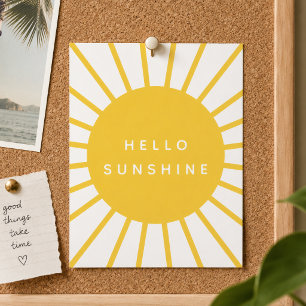 Hallo Sunshine   Sun Modern Scandi Mustard Yellow Postkarte