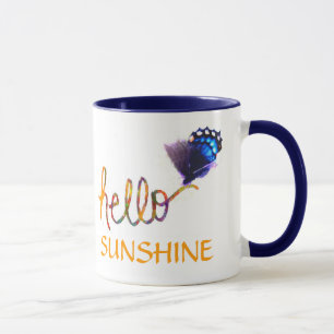 hallo sunshine text art and butterfly tasse