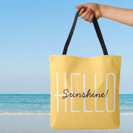 Hallo Sunshine Yellow Black Text Moderne Typografi Tasche