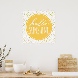 Hallo Sunshine Yellow & Gold Imitate Foil Dots Pos Poster