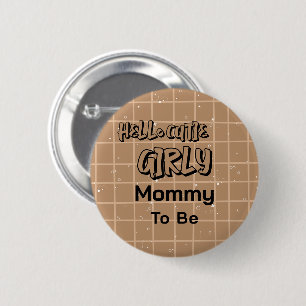 Hallo Süße Girly Niedliche Braune Gingham werdende Button