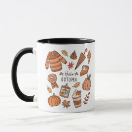 Hallo Tasse Herbst, Fall Vibes Tasse, Retro Doodle