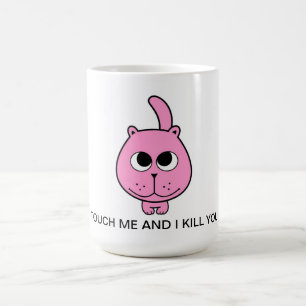Hallo Text Rosa Kätzchen Kätzchen Lächeln Cartoon Kaffeetasse