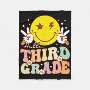 Hallo Third Grade Hippie Smile Face 3. Klasse Byck Fleecedecke