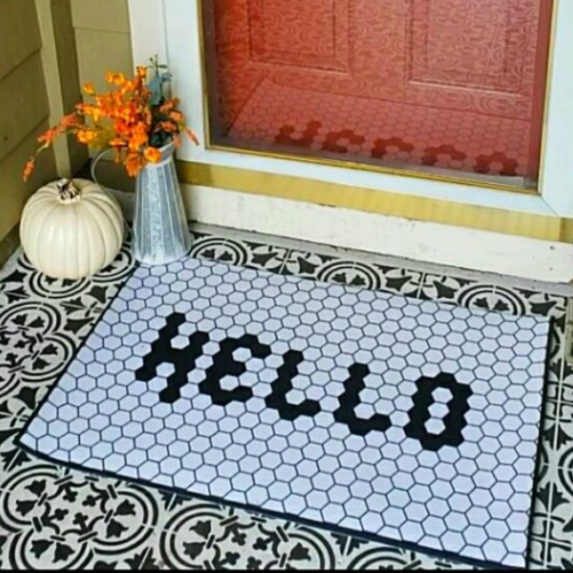 Hallo Trendy Imitate Tile Black & White Thick Bord Fußmatte (Von Creator hochgeladen)
