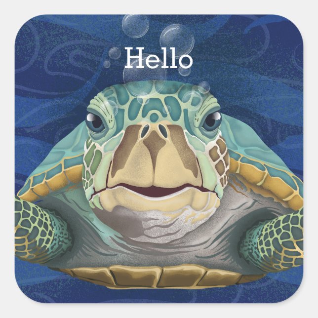 Hallo-Turtle-Anpassbarer Aufkleber (Vorderseite)