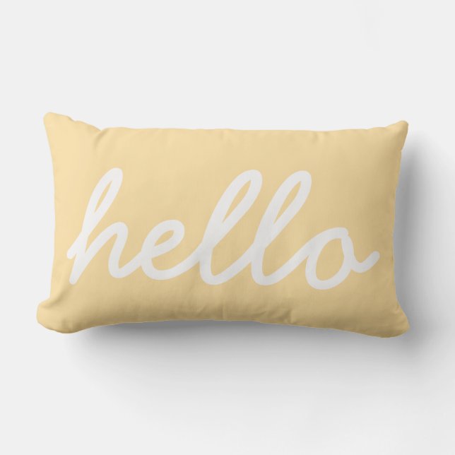 Hallo Typografie Beige Lendenkissen (Vorderseite)
