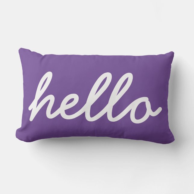 Hallo Typografie Lila Lendenkissen (Vorderseite)