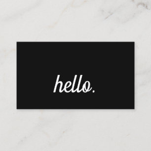 Hallo Typografie Schwarz-weiße Minimalistische Scr Visitenkarte