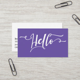 Hallo Typografie über Editable Ultra Violet Lila Visitenkarte