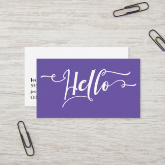 Hallo Typografie über Editable Ultra Violet Lila Visitenkarte