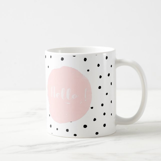 Hallo Typografie und Polka Dot Dance Kaffeetasse (Rechts)