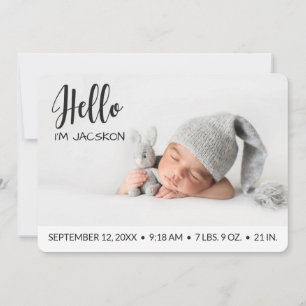 Hallo überlagerte Baby-Foto modern minimalistisch Ankündigung