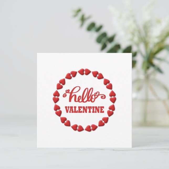 Hallo Valentine 2024 Frohes Valentines rotes Herz Karte (Stehend Vorderseite)