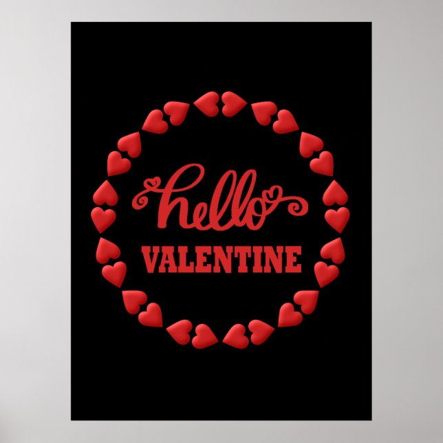 Hallo Valentine 2024 Frohes Valentines rotes Herz Poster (Vorne)