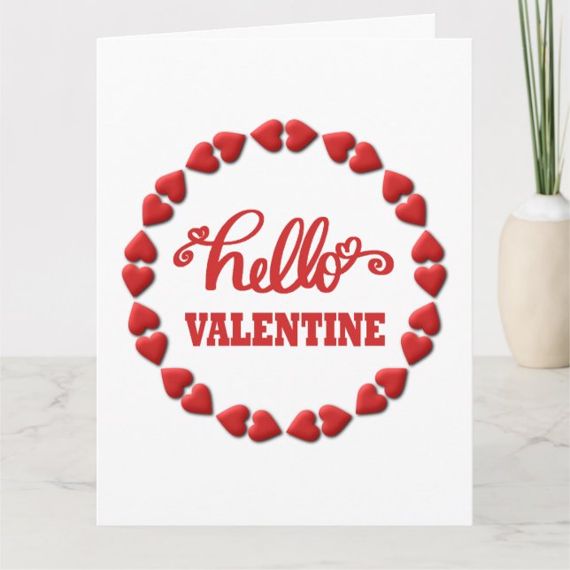 Hallo Valentine 2026 Frohes Valentines rotes Herz Karte (Vorderseite)