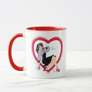 Hallo Valentine Button-Up Girl der 40er Jahre Tasse