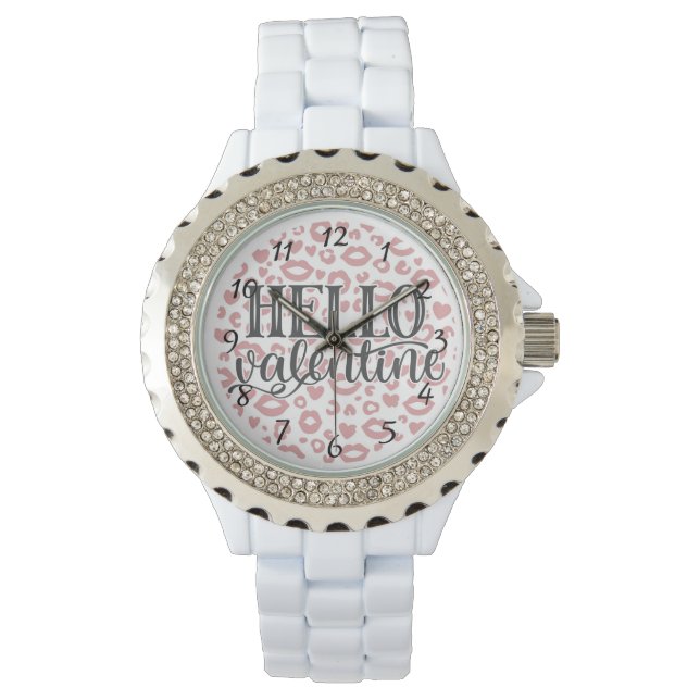 Hallo Valentine Kristall Armbanduhr (Vorderseite)