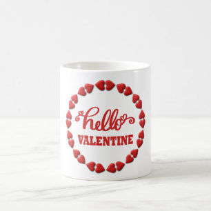 Hallo Valentine mit Herzschlag Valentinstag Kaffeetasse