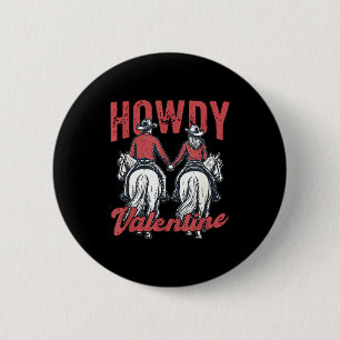 Hallo Valentine Retro Western Paar Liebe Button