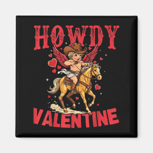 Hallo Valentins Retro-Herz-Cowboyhut Western-Kuh Magnet