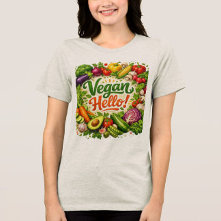 Hallo Vegan Frauen T‑Shirt – Minimalistischer Pfla Tri-Blend Shirt