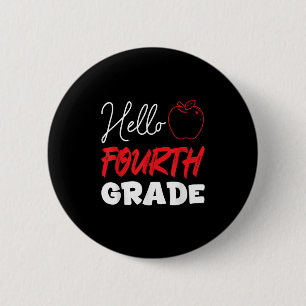 Hallo Vierte Klasse Schule Jahr 4. Klasse Kinder Button