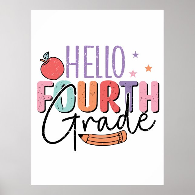 Hallo Vierte Klasse zurück zur Schule Poster (Vorne)