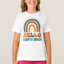 Hallo Vierter Grad Retro Stil boho Regenbogen T-Shirt
