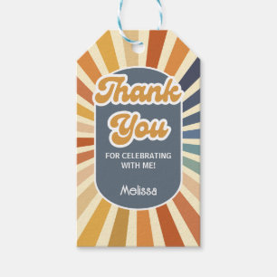 Hallo Vierzig Retro Sonne Groovy Welle Danke Geschenkanhänger