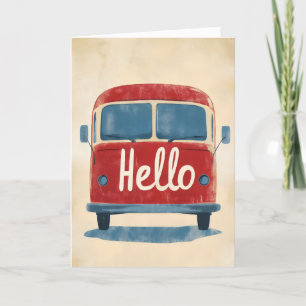 Hallo Vintager Bus Feiertagskarte