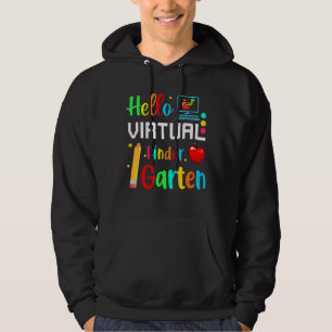 Hallo Virtual Kindergarten Zurück zur Schule Onlin Hoodie