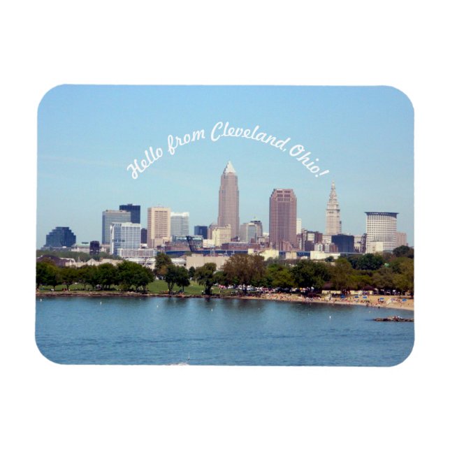 Hallo von Cleveland Ohio Lake Skyline Magnet (Horizontal)