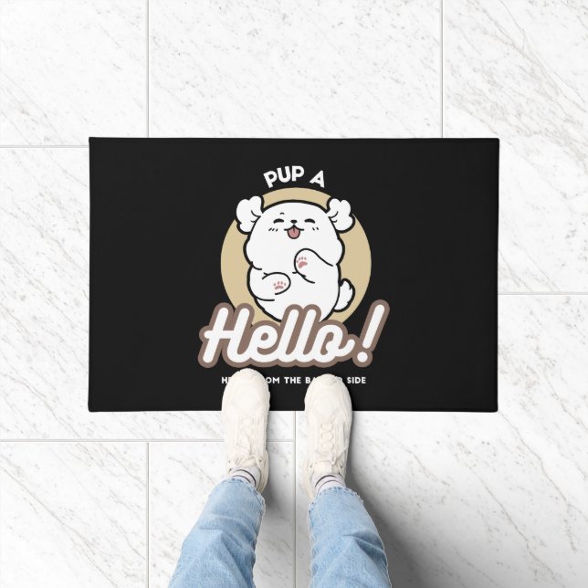 Hallo von der Barked Side - Niedliches Dog Design Fußmatte (Indoor)