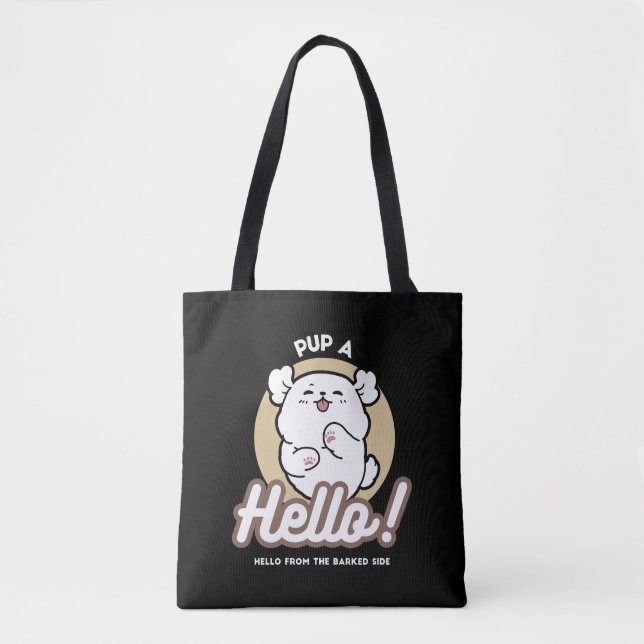 Hallo von der Barked Side - Niedliches Dog Design Tasche (Vorderseite)