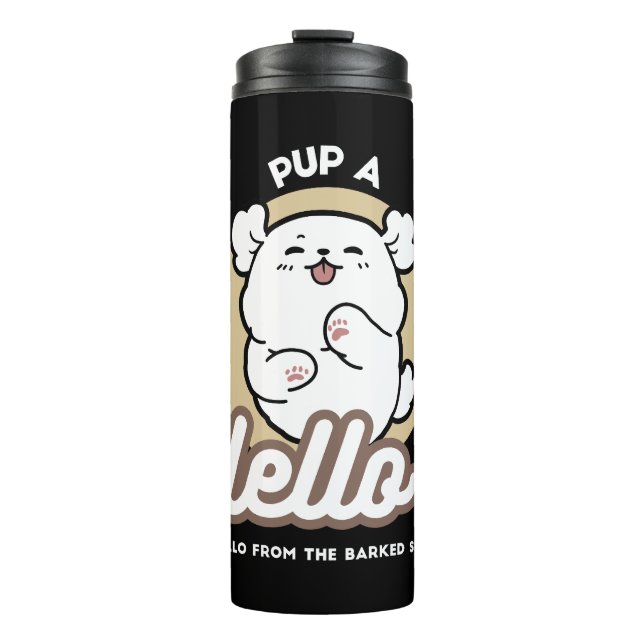 Hallo von der Barked Side - Niedliches Dog Design Thermosbecher (Vorderseite)