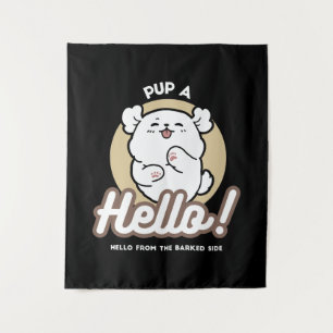 Hallo von der Barked Side - Niedliches Dog Design Wandteppich